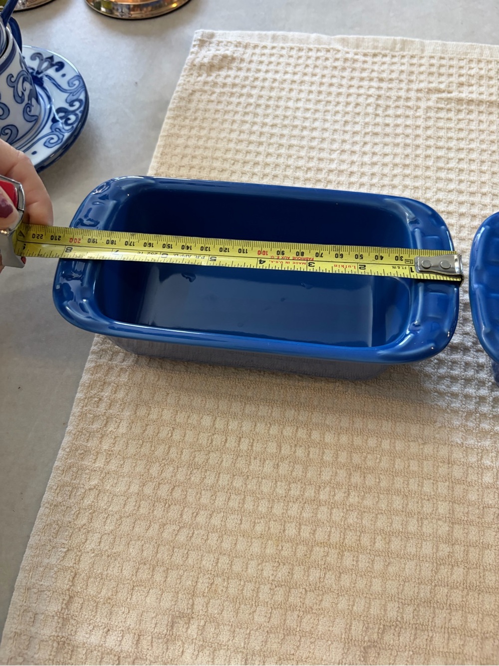 Longaberger Blue Ceramic Loaf Pans Set of 2 - Picture 5 of 7
